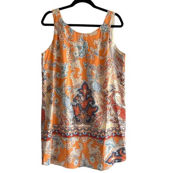 Lila Rose Orange Paisley Print Shift Dress Size 12 - Picture 3 of 10